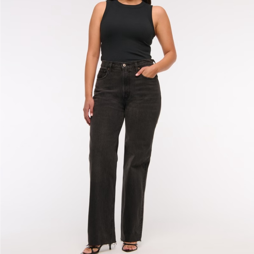 Abercrombie & Fitch 90’s Relaxed Jean High Rise Washed Black Curve Love
